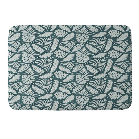 Little Arrow Design Co tropical leaves teal Memory Foam Bath Mat