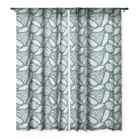 Little Arrow Design Co tropical leaves teal Sheer Non Repeat