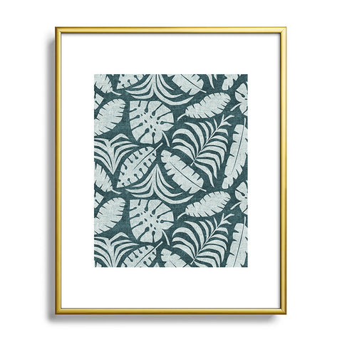 Little Arrow Design Co tropical leaves teal Metal Framed Art Print