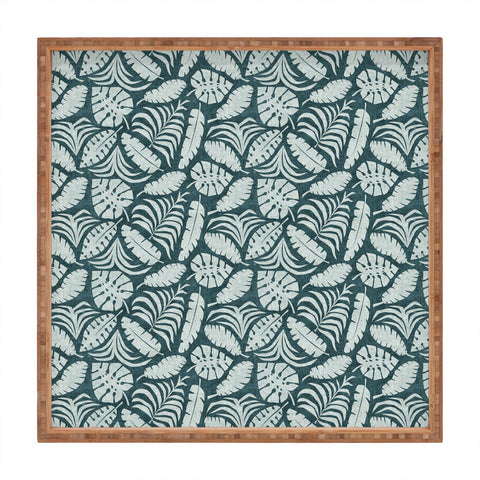 Little Arrow Design Co tropical leaves teal Square Tray