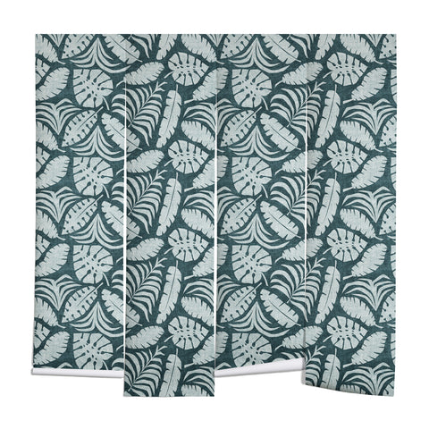 Little Arrow Design Co tropical leaves teal Wall Mural
