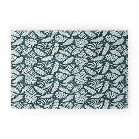Little Arrow Design Co tropical leaves teal Welcome Mat