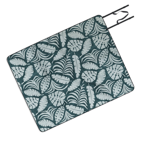 Little Arrow Design Co tropical leaves teal Picnic Blanket