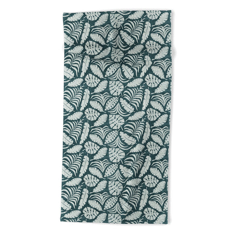 Little Arrow Design Co tropical leaves teal Beach Towel