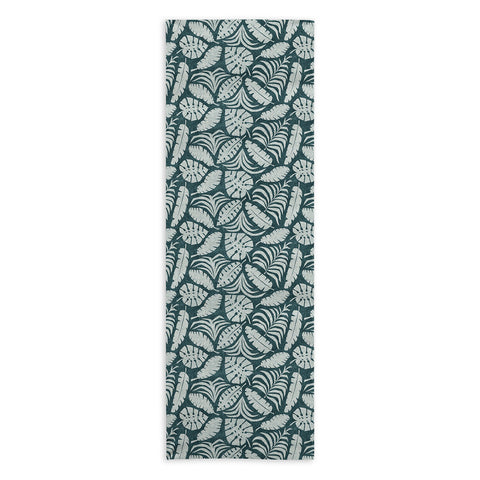 Little Arrow Design Co tropical leaves teal Yoga Towel