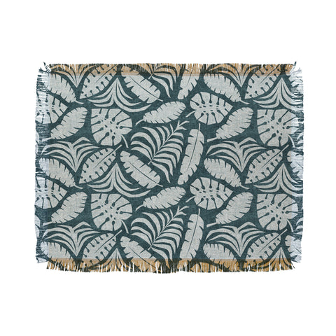 Little Arrow Design Co tropical leaves teal Throw Blanket