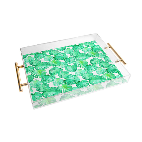 Little Arrow Design Co tropical watercolor monstera Acrylic Tray