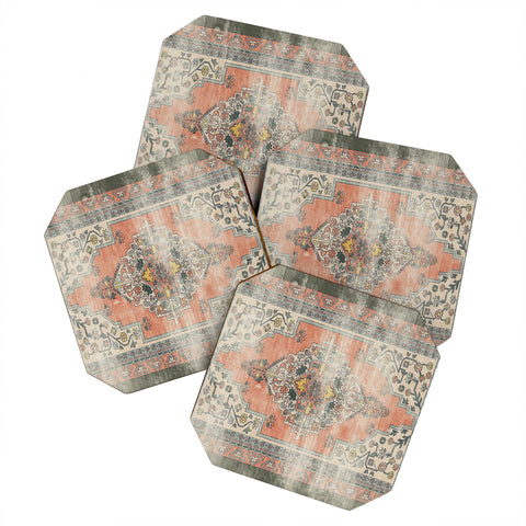 Little Arrow Design Co turkish floral orange olive Coaster Set