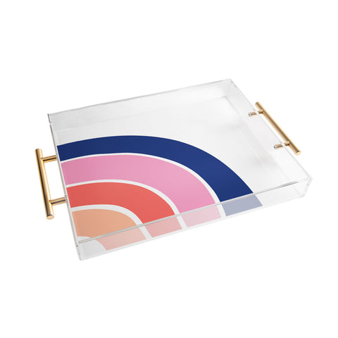 Little Arrow Design Co unicorn dreams rainbow in pink and blue Acrylic Tray