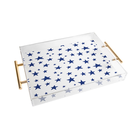 Little Arrow Design Co unicorn dreams stars in blue Acrylic Tray