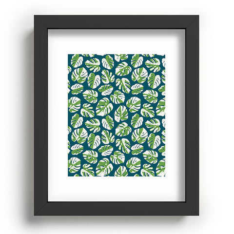 Little Arrow Design Co variegated monstera on blue Recessed Framing Rectangle