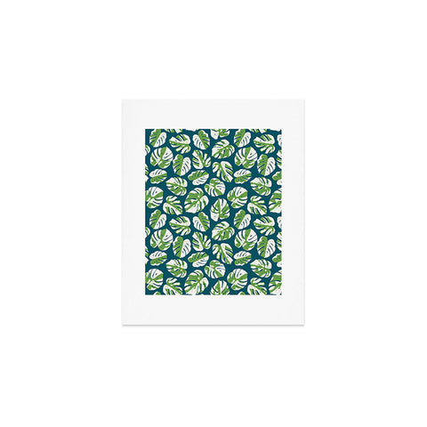 Little Arrow Design Co variegated monstera on blue Art Print