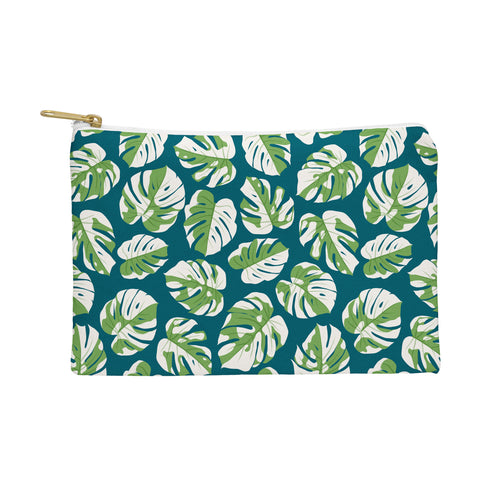 Little Arrow Design Co variegated monstera on blue Pouch