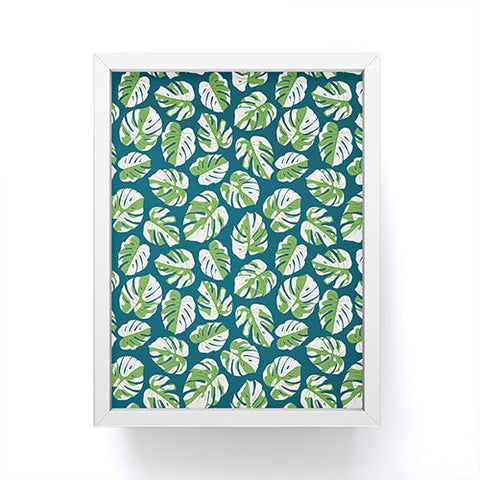 Little Arrow Design Co variegated monstera on blue Framed Mini Art Print