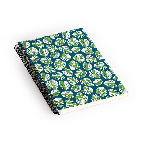 Little Arrow Design Co variegated monstera on blue Spiral Notebook