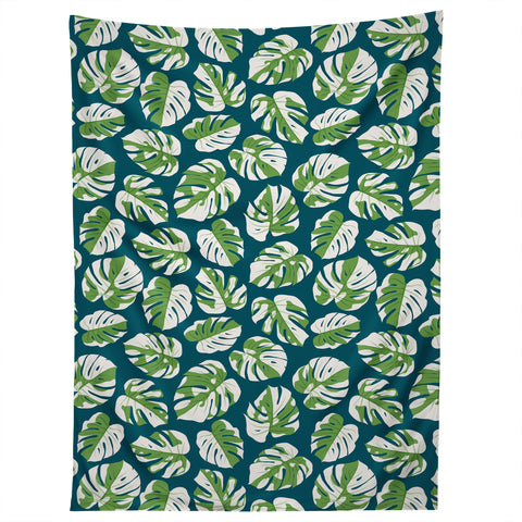 Little Arrow Design Co variegated monstera on blue Tapestry
