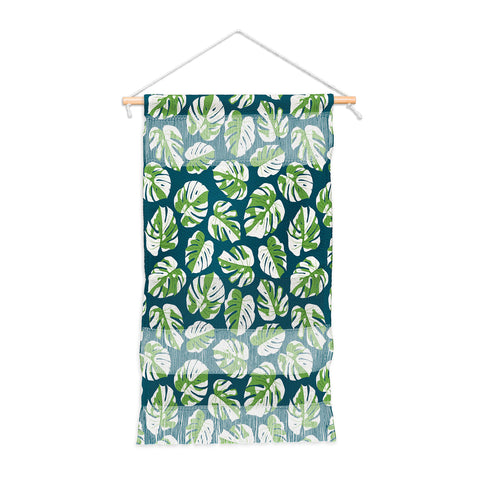 Little Arrow Design Co variegated monstera on blue Wall Hanging Portrait