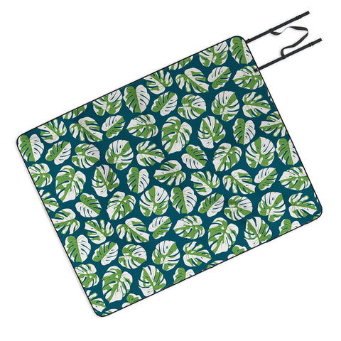Little Arrow Design Co variegated monstera on blue Picnic Blanket