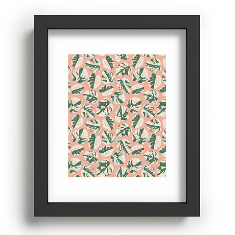 Little Arrow Design Co variegated monstera on pink Recessed Framing Rectangle