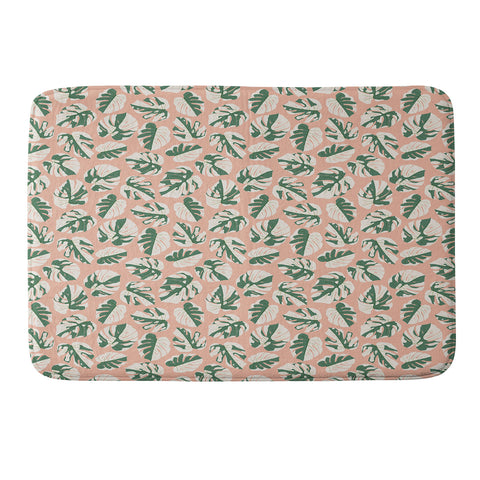 Little Arrow Design Co variegated monstera on pink Memory Foam Bath Mat