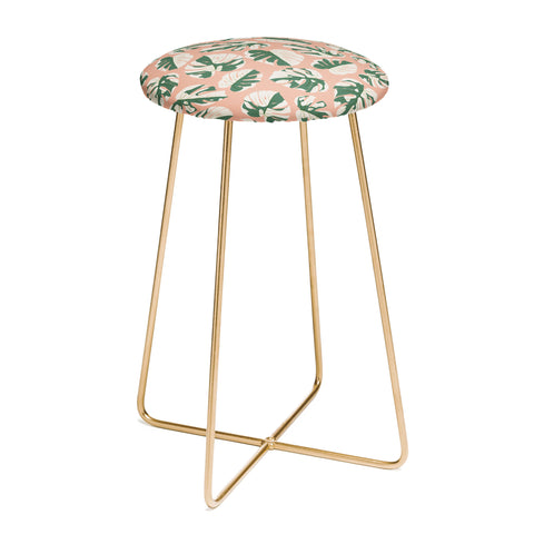 Little Arrow Design Co variegated monstera on pink Counter Stool