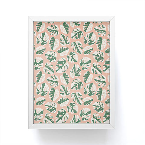 Little Arrow Design Co variegated monstera on pink Framed Mini Art Print