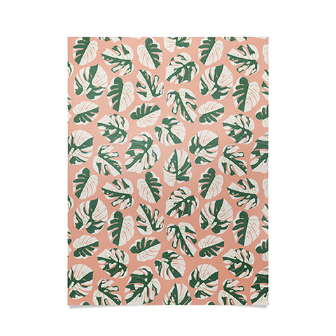 Little Arrow Design Co variegated monstera on pink Poster