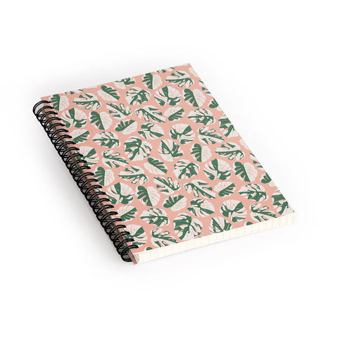 Little Arrow Design Co variegated monstera on pink Spiral Notebook