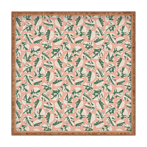 Little Arrow Design Co variegated monstera on pink Square Tray