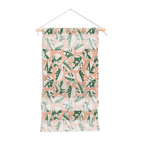Little Arrow Design Co variegated monstera on pink Wall Hanging Portrait