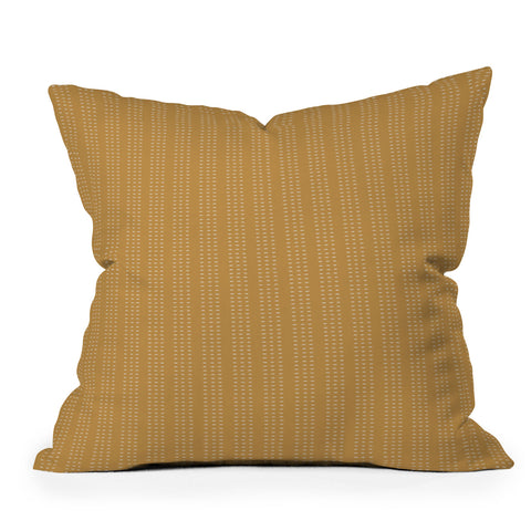 Little Arrow Design Co vert triple dash ochre Outdoor Throw Pillow