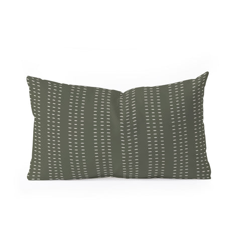 Little Arrow Design Co vert triple dash olive Oblong Throw Pillow
