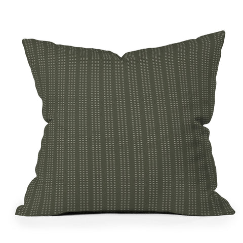 Little Arrow Design Co vert triple dash olive Outdoor Throw Pillow