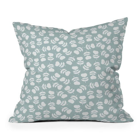 Little Arrow Design Co vintage floral dusty blue Outdoor Throw Pillow
