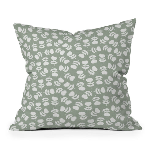 Little Arrow Design Co vintage floral sage Outdoor Throw Pillow