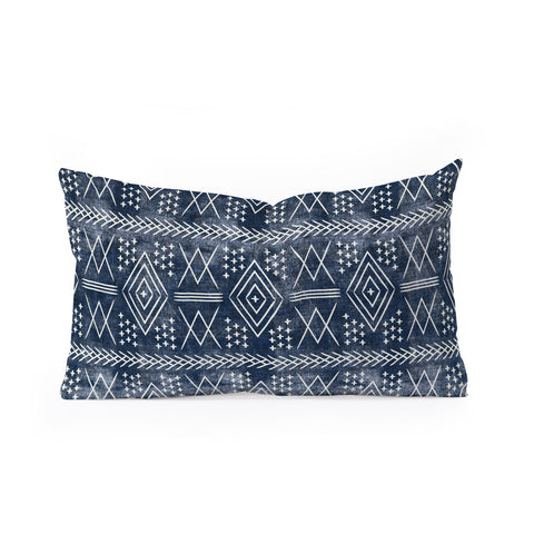Little Arrow Design Co vintage moroccan on blue Oblong Throw Pillow Havenly