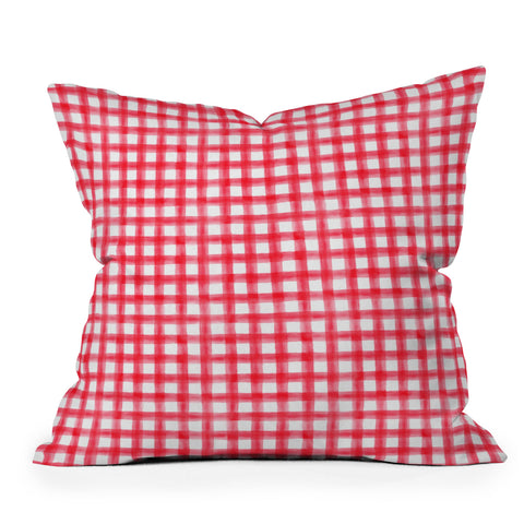 Little Arrow Design Co watercolor buffalo check in red Outdoor Throw Pillow