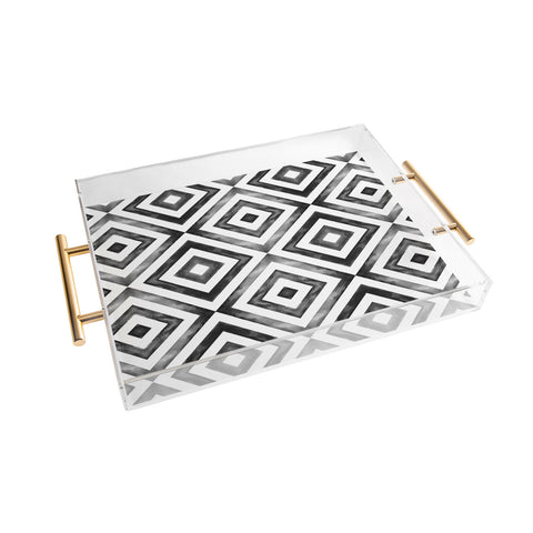 Little Arrow Design Co watercolor diamonds in black Acrylic Tray