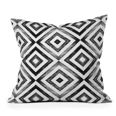 Little Arrow Design Co watercolor diamonds in black Outdoor Throw Pillow