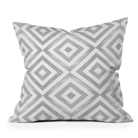 Little Arrow Design Co watercolor diamonds in grey Outdoor Throw Pillow