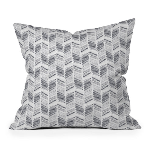 Little Arrow Design Co watercolor feather in grey Outdoor Throw Pillow