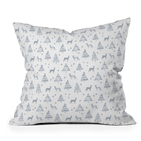 Little Arrow Design Co Watercolor Nordic Winter Outdoor Throw Pillow