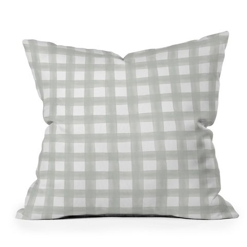 Little Arrow Design Co watercolor plaid light gray Outdoor Throw Pillow