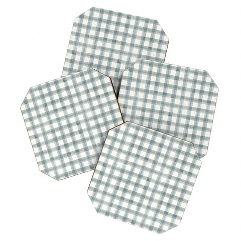 Little Arrow Design Co watercolor plaid muted blue Coaster Set