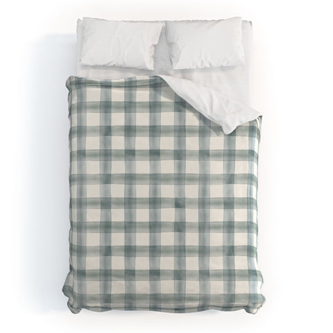 Little Arrow Design Co watercolor plaid muted blue Duvet Cover