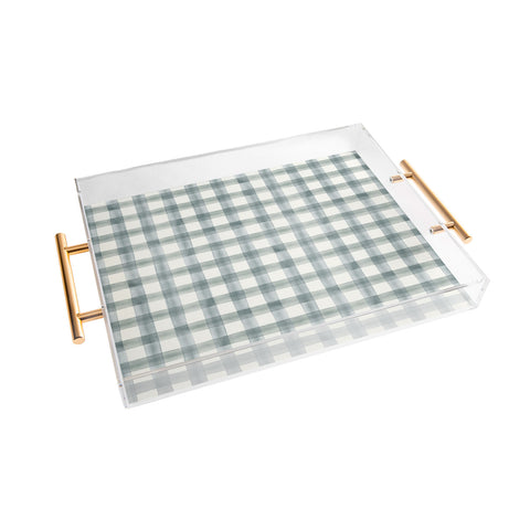 Little Arrow Design Co watercolor plaid muted blue Acrylic Tray
