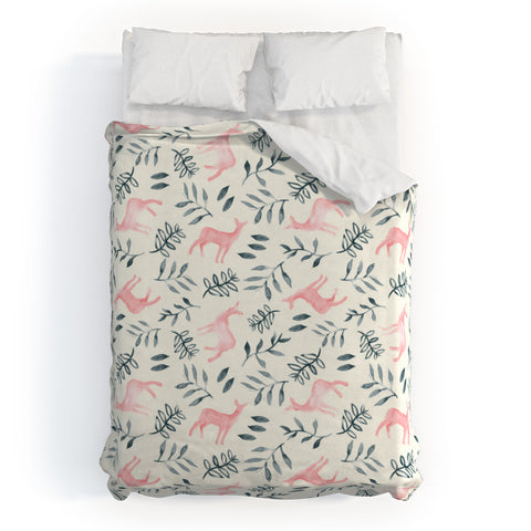 Little Arrow Design Co watercolor woodland in pink Duvet Cover