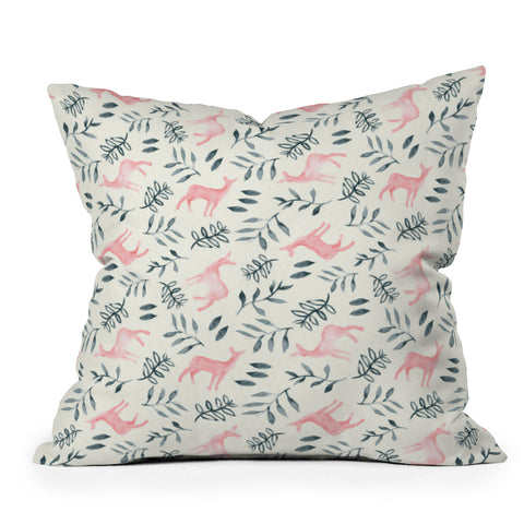 Little Arrow Design Co watercolor woodland in pink Outdoor Throw Pillow