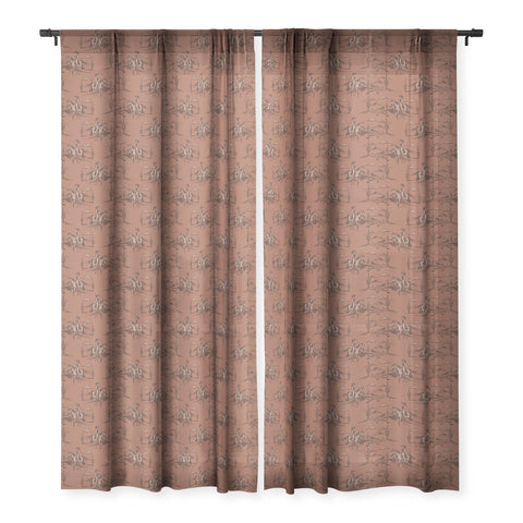 Little Arrow Design Co western cowgirl toile in rust Sheer Window Curtain