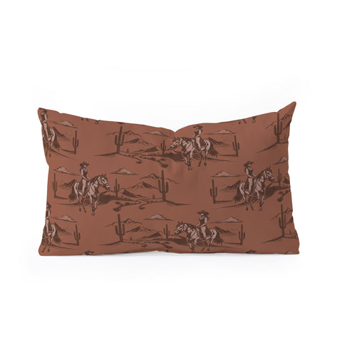 Little Arrow Design Co western cowgirl toile in rust Oblong Throw Pillow